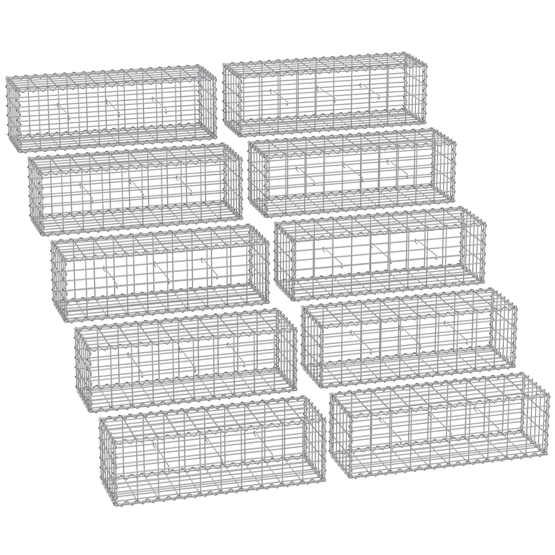 SONGMICS Gabionenkörbe, Drahtkorb mit 5 x 10 cm Maschenweite für Steine, verzinkt, Gartendekoration