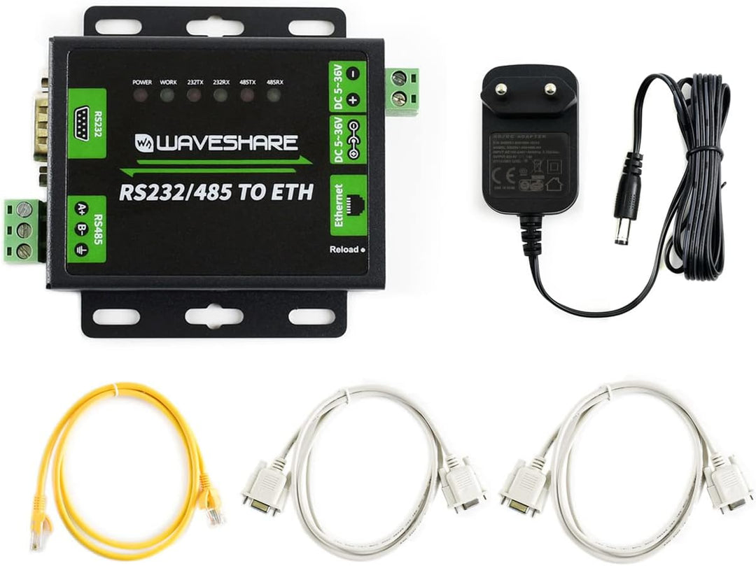 Waveshare Industrial RS232/RS485 to Ethernet Converter Dual Serial Ports TCP Server TCP Client UDP S