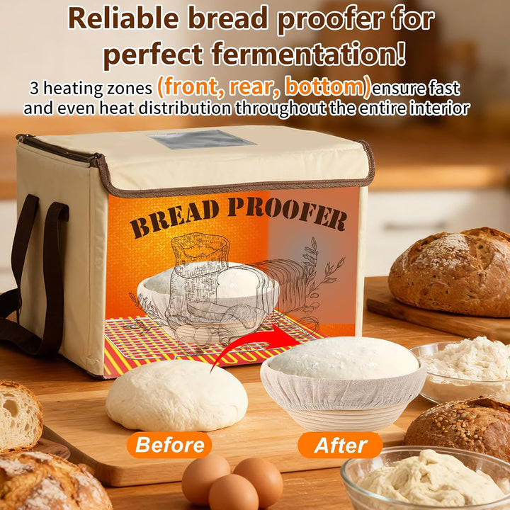 Brot Gärbox Sauerteig, Faltbare Gärbox mit Dreiseitige Oberflächen Heizung Temperaturregelung von 10