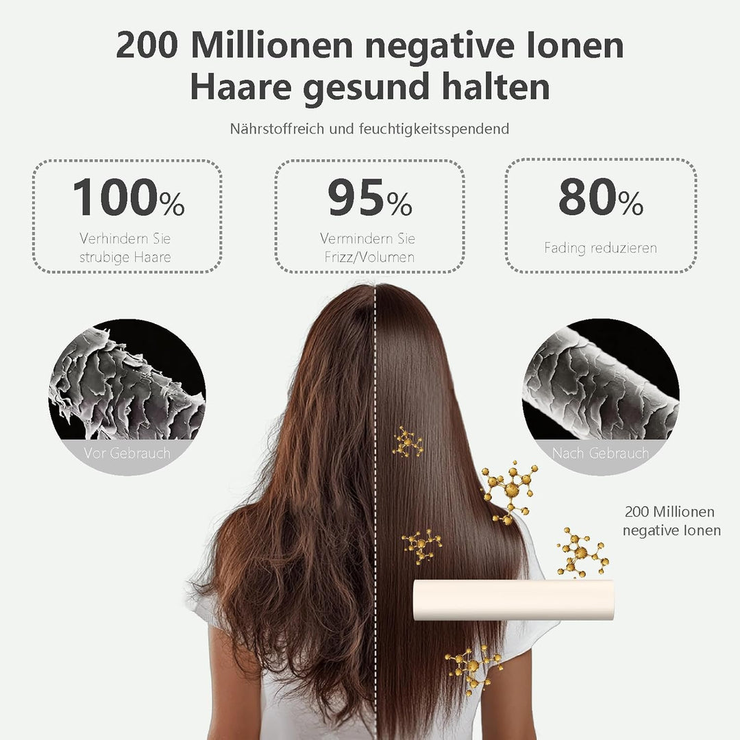 Glättbürste Kabellos,3 in 1 Haarglätter Bürste mit Millionen Negative Ionen,Haarglättungskammmit 3 m