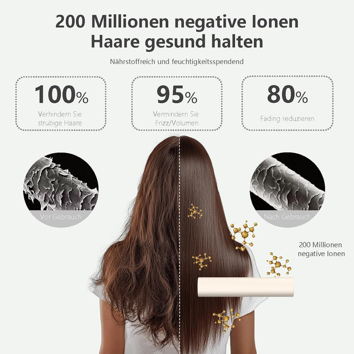 Glättbürste Kabellos,3 in 1 Haarglätter Bürste mit Millionen Negative Ionen,Haarglättungskammmit 3 m
