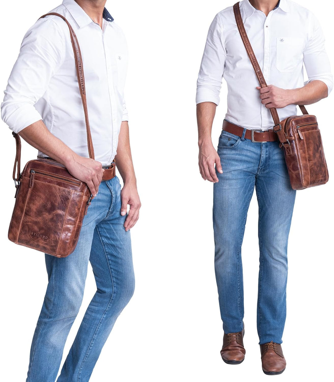 STILORD 'Fox' Herrentasche Leder Vintage Messenger Bag Männer Handtasche klein für 10,1 bis 10,5 Zol