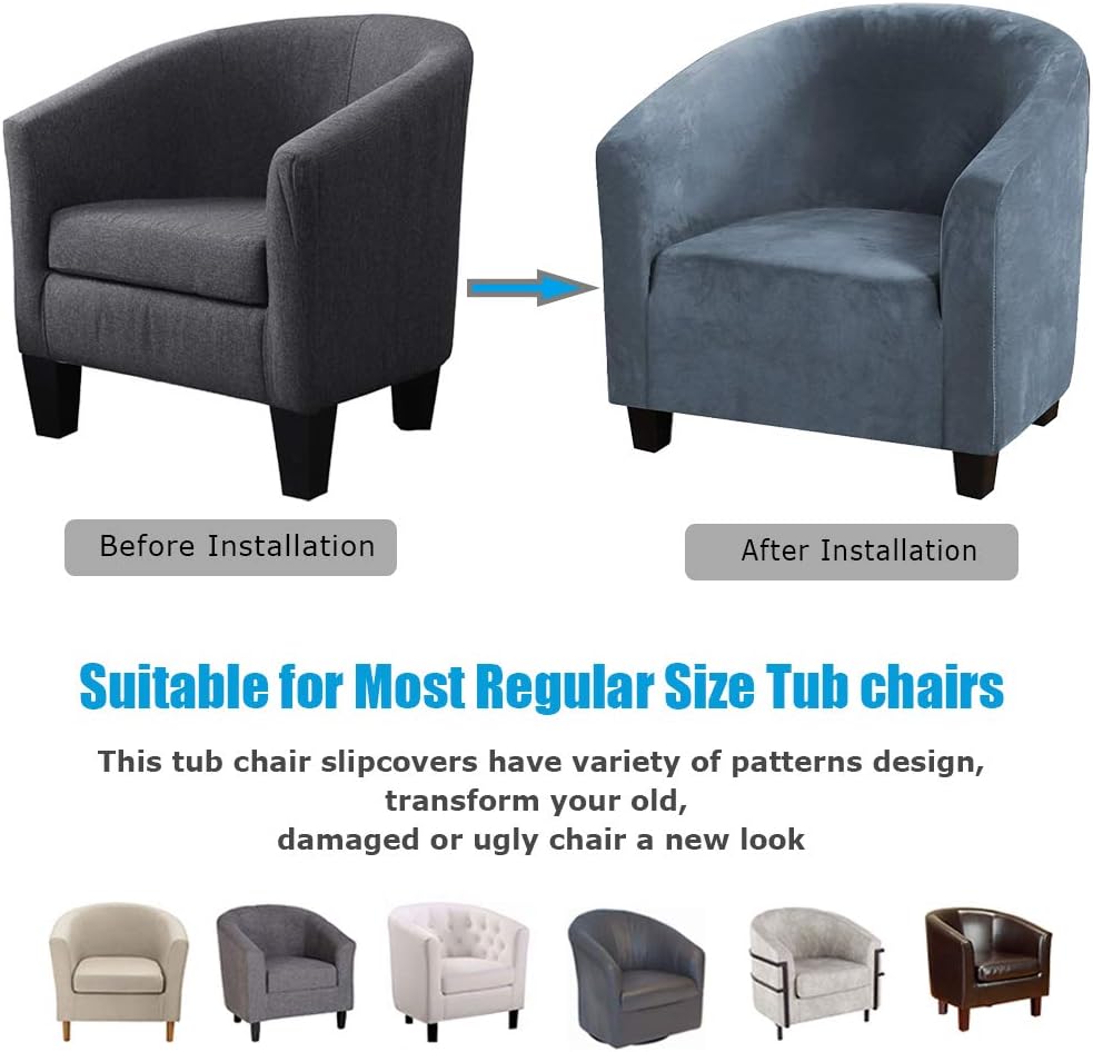 Mingfuxin Samt-Stuhlbezüge für Wannen, Hohe Dehnung Schalenstuhlbezüge Sessel Sofabezug Schonbezug S