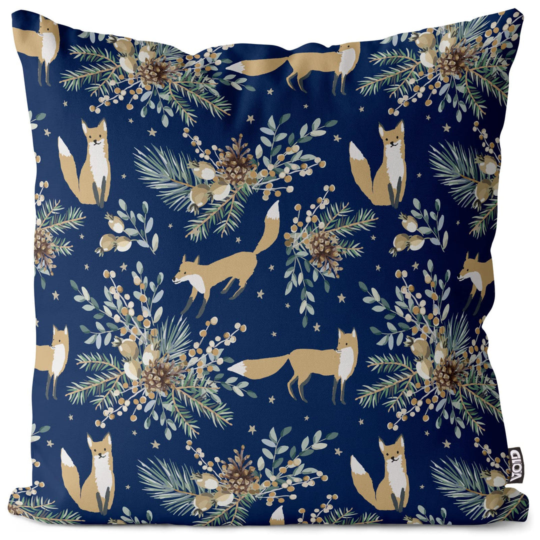 VOID Winter Fuchs blau Kissenbezug Kissenhülle Sofakissen Kissen Deko Weihnachten Winter Weihnachtsd