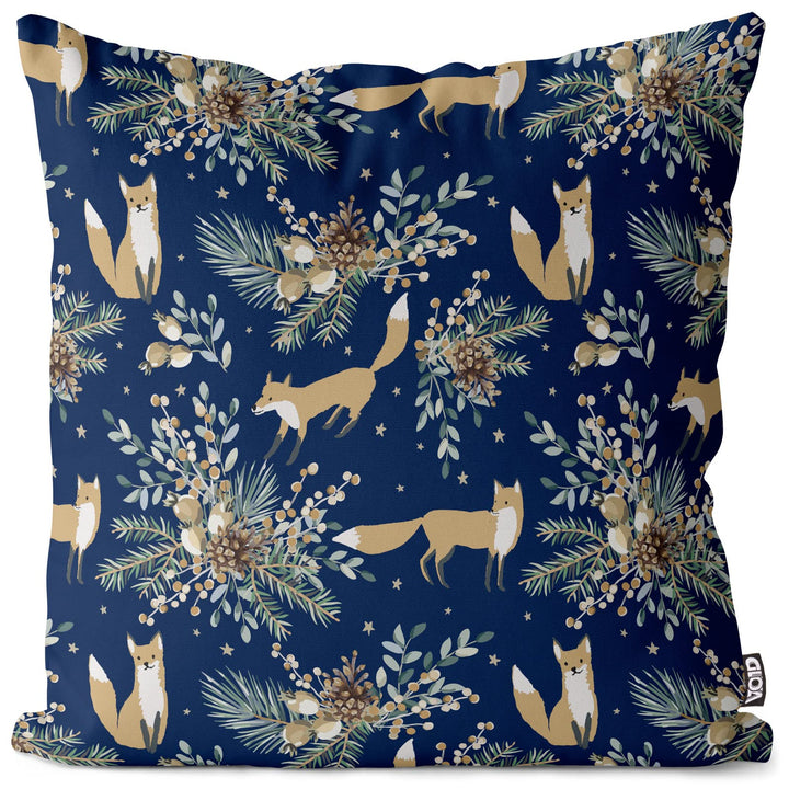 VOID Winter Fuchs blau Kissenbezug Kissenhülle Sofakissen Kissen Deko Weihnachten Winter Weihnachtsd