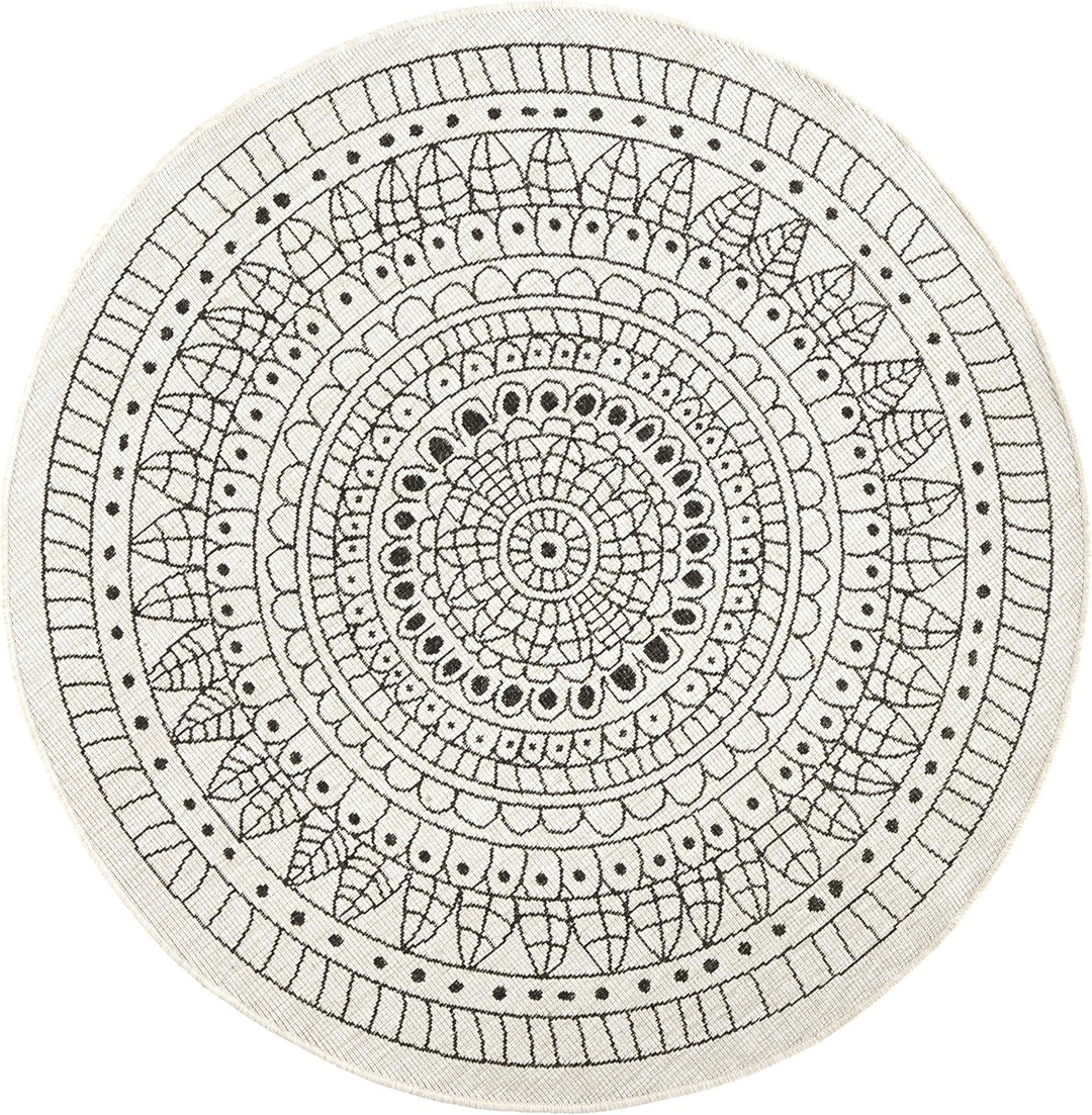 Northrugs Porto In- und Outdoor Teppich Rund – Runder Wendeteppich Wasserfest Mandala Design Flachge