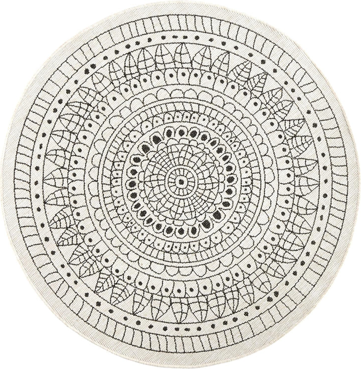 Northrugs Porto In- und Outdoor Teppich Rund – Runder Wendeteppich Wasserfest Mandala Design Flachge