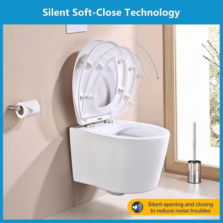 YEAUPE PRO Toilettendeckel mit Absenkautomatik Oval, Klodeckel Weiss, Duroplast | WC Sitz Abnehmbar