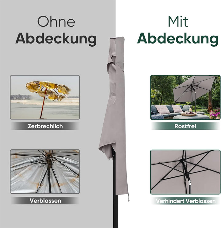 Sekey® Schutzhülle für Ø 300 cm Sonnenschirm, Abdeckhauben für Sonnenschirm