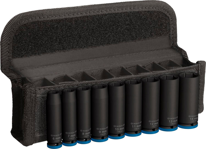 Bosch 9x PRO Impact Steckschlüsseleinsatz-Set (56 x 28,4 mm, Professional Zubehör Bohrer und Schraub