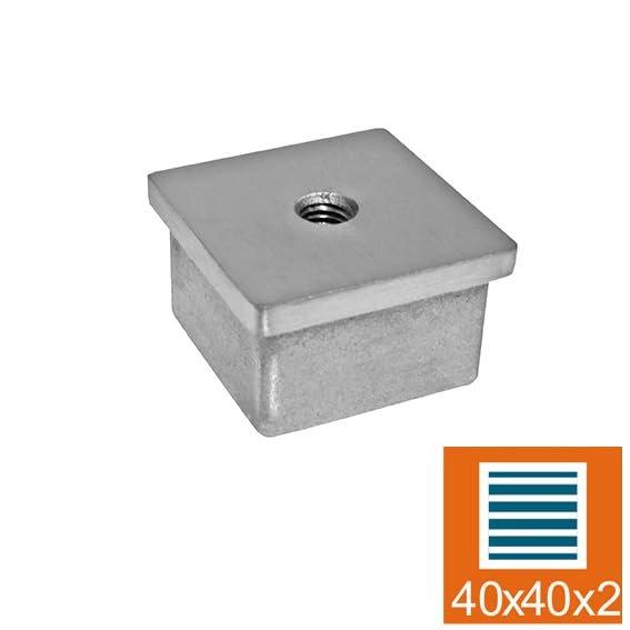 Endkappe Edelstahl V2A 40x40mm geschliffen Vierkantrohr Geländer Rohrstopfen 4er-Set