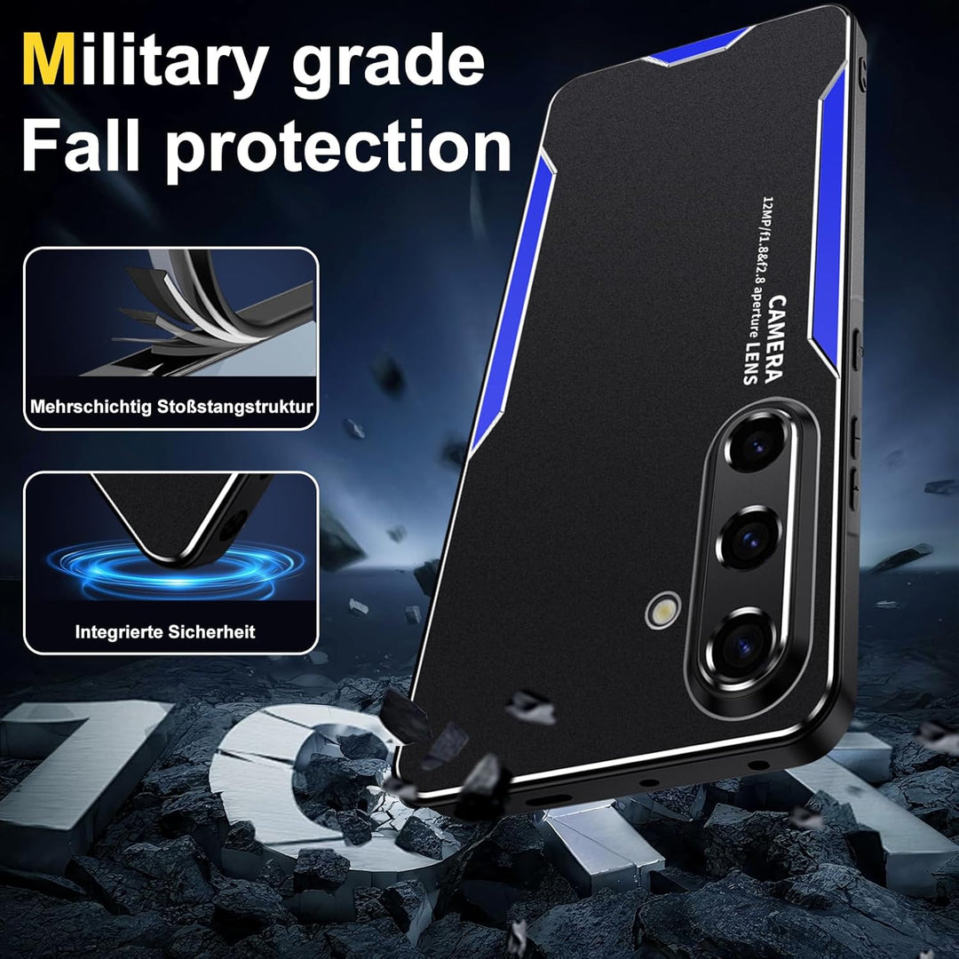 Hülle für Samsung Galaxy S25 Metal HandyHülle mit 2 Stück Displayschutzfolie,Galaxy S25 Cover 360 Gr
