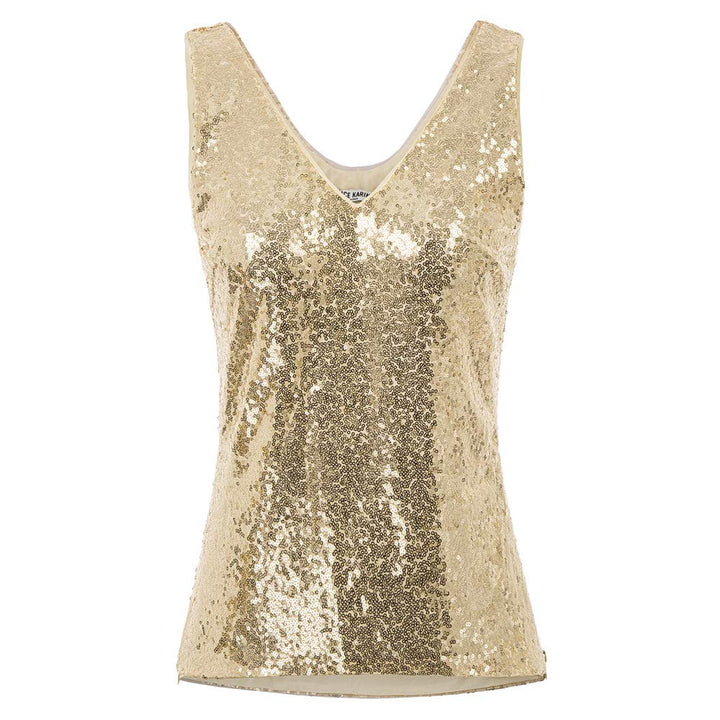 GRACE KARIN Damen Pailletten Tops Sparkle Shimmer Weste Ärmellos V-Ausschbitt U-Back Side Split Blus