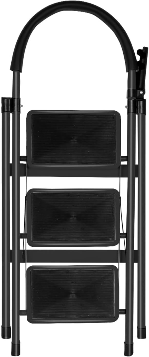 Leitertritt klappbar, Haushaltsleiter,mit Handläufen, 180 kg, Aluminiumleiter, Multifunktionsleiter