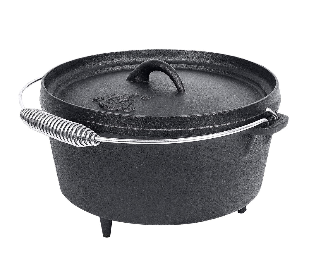 Dutch Oven von EL Fuego® neues Modell, inkl. Deckelheber/Schürhaken, mit Transportbügel, Schmortopf,