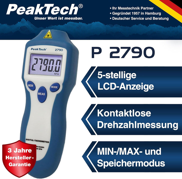 Drehzahlmessgerät/Tachometer,P 2790,mit AA8Laser 2bis 100 RPM,berührungslos