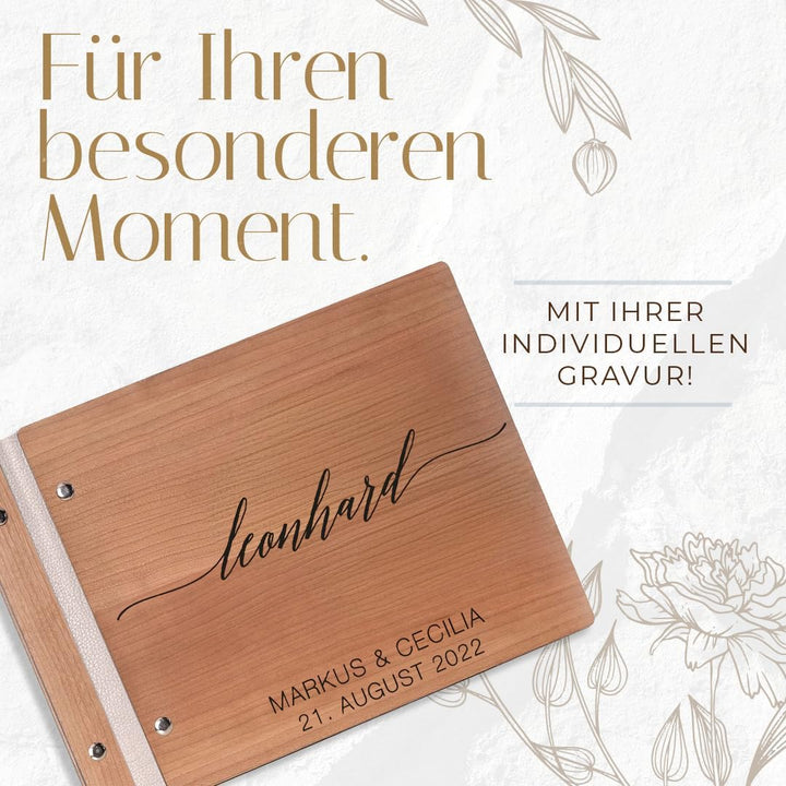Hochzeitideal – Personalisierbares Gästebuch Hochzeit Leon E7 mit 40 Seiten I Hochzeit Gästebuch aus