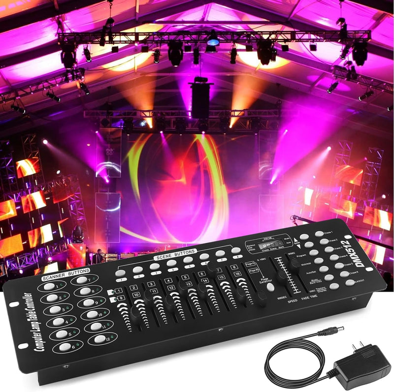 U`king DMX512 Controller, 192 Kanäle DMX512 Controller Konsole Voice-aktiviert für Lichteffekt Bühne