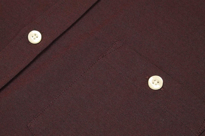 Xact Herren Oxford Grandad-Mandarinkragen Kurzarmhemd XL Dark Burgundy, XL Dark Burgundy