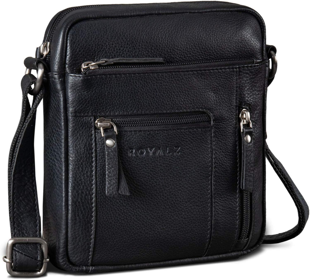 ROYALZ 'Dallas' Kleine Umhängetasche Herren Leder Vintage Look Echtleder Männer Ledertasche Mini Sch