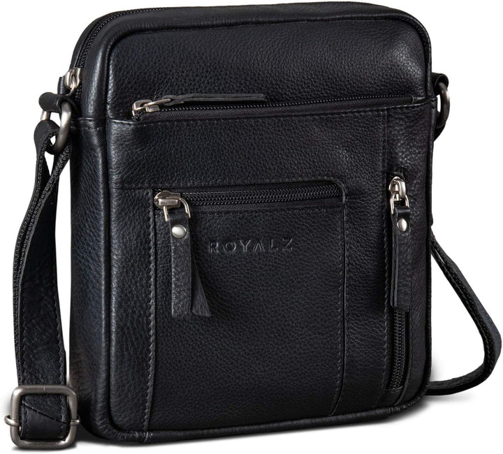ROYALZ 'Dallas' Kleine Umhängetasche Herren Leder Vintage Look Echtleder Männer Ledertasche Mini Sch