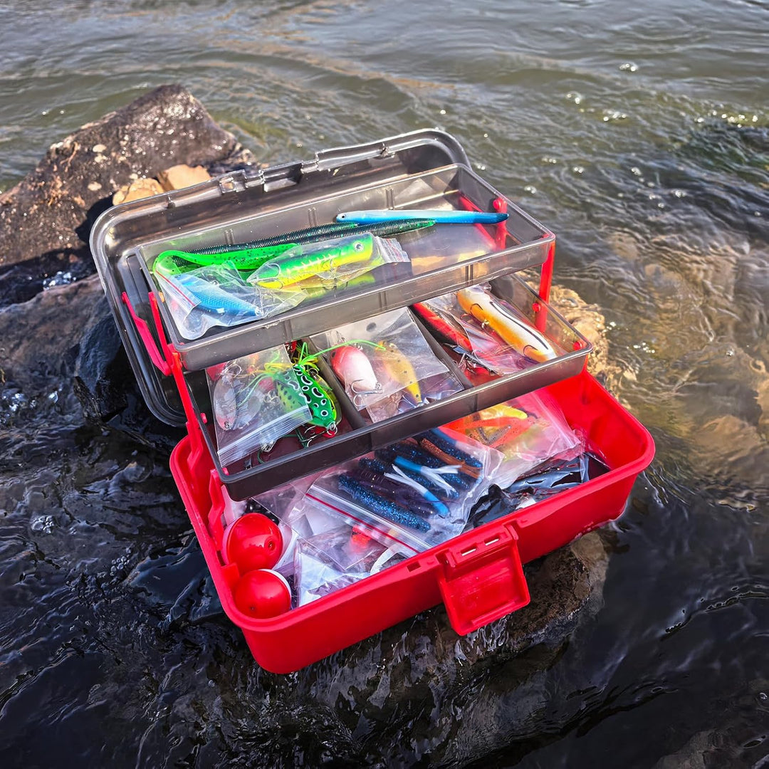 491 Stück Angeln Köder Set Gemischt, AngelKöder Kit mit Tackle Box Enthält Angelzubehör Wobbler Fore
