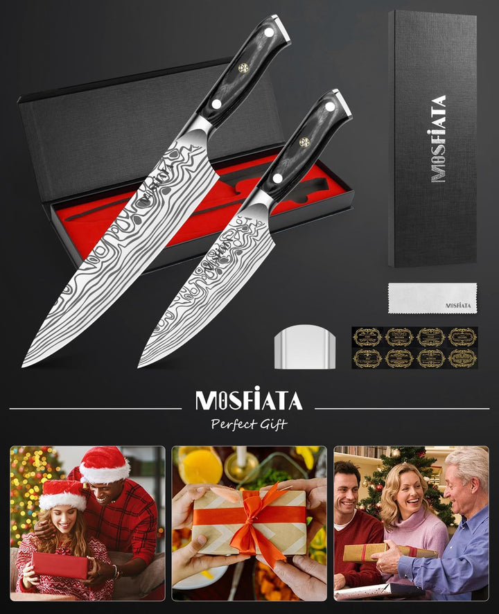 MOSFiATA Kochmesser Set, 6 Zoll Universalmesser und 9 Zoll Küchenmesser aus EN1.4116 Stahl Für Schne