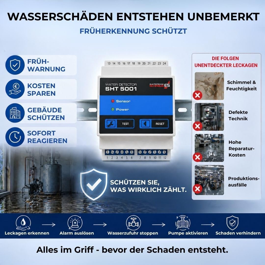 Schabus Wassermelder Hutschiene SHT 5001, Grau