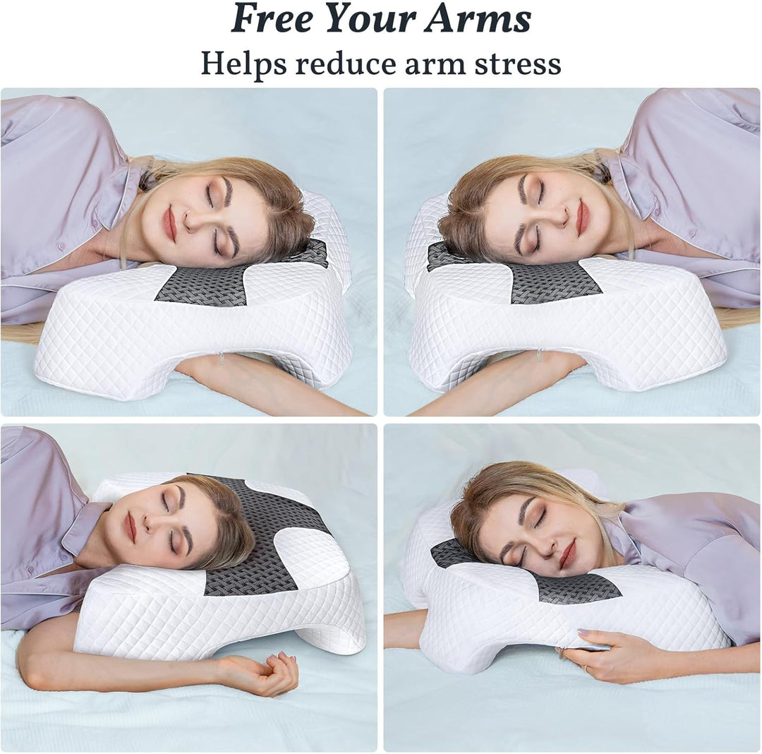 SAHEYER Seitenschläferkissen mit Armloch, Orthopädisches Nackenkissen Kopfkissen, Memory Foam Kissen