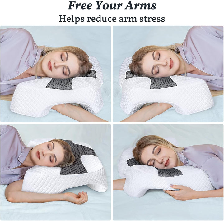 SAHEYER Seitenschläferkissen mit Armloch, Orthopädisches Nackenkissen Kopfkissen, Memory Foam Kissen