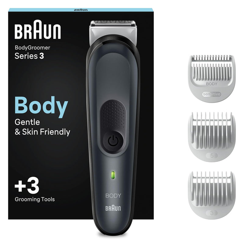 Braun Bodygroomer 3, Körperpflege- und Haarentfernung für Herren, mit SkinShield-Technologie, Sensit