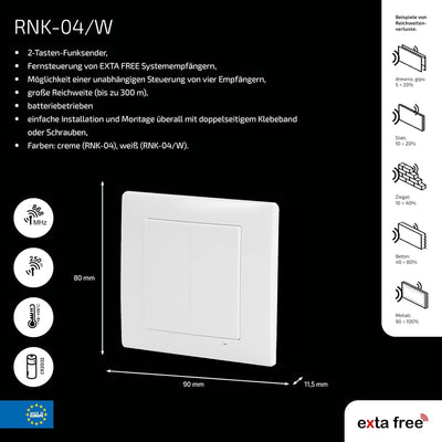 Zamel RNK-04/W Funkschalter I 2-Tasten 4-Kanal-Sender I Für Funksteuerung von Systemempfängern Kabel