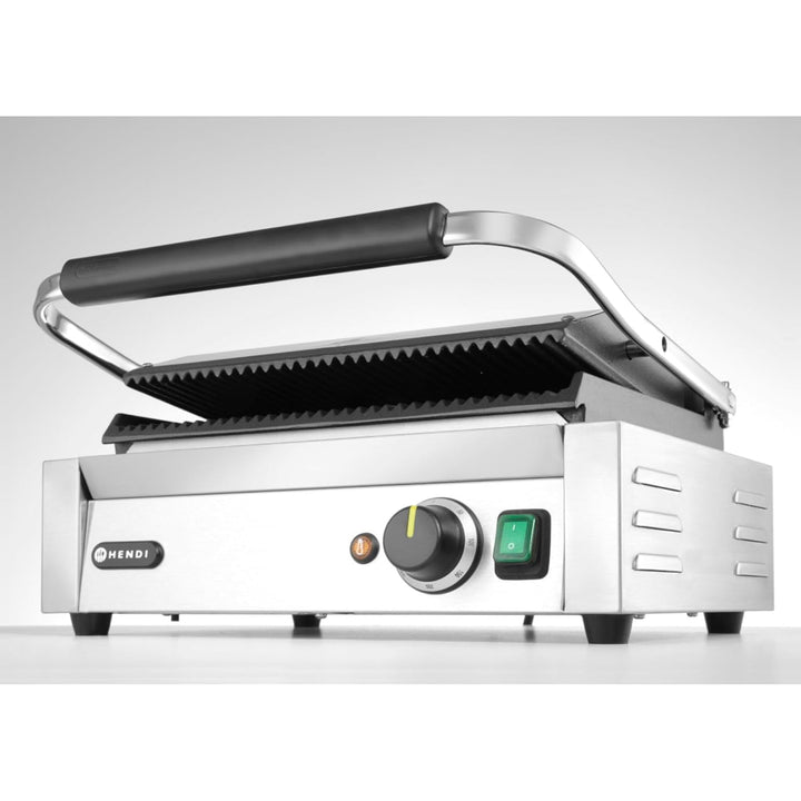 HENDI Kontaktgrill, Panini-, sandwich- & Kontaktgrill, Regelbar bis max. 300°C, Oberseite (H)530mm,