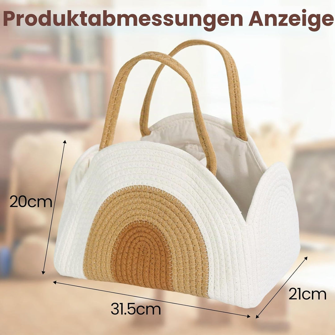 Wickeltasche Organizer Baumwollseilkorb Baby Windel Caddy Korb Tragbar mit robusten Griffen & abnehm
