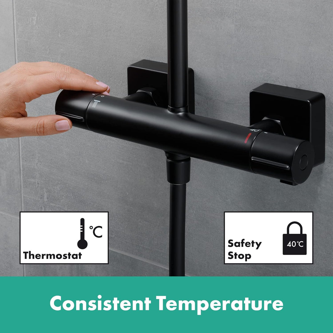 hansgrohe Duschsystem Vernis Shape, Brausekopfgrösse 240 x 240 mm, Duschset mit Thermostat, Duschkop