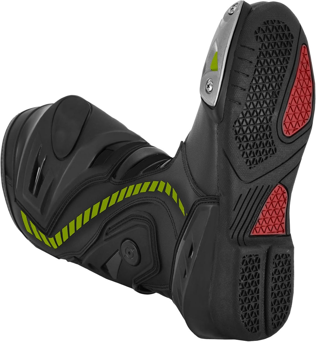 Vaster Moto Motorradschuhe für Herren, Rennstiefel aus Leder, wasserdicht, knöchellang, rutschfeste