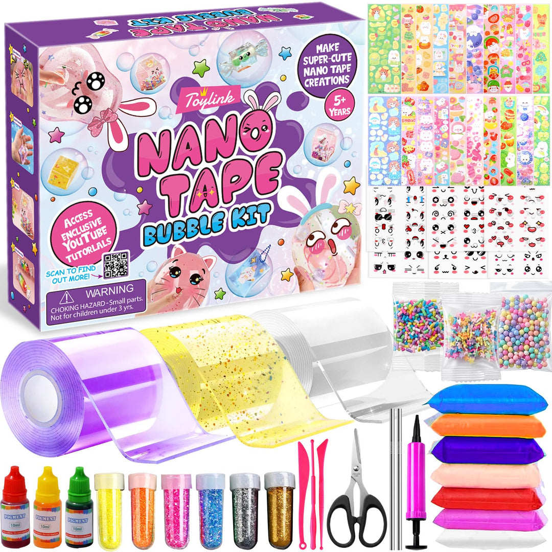 vamei Nano Tape Bubbles Set Bastelkoffer Bastelset Kinder mit Nanotape Nanoband, Perlen, Kawaii-Aufk