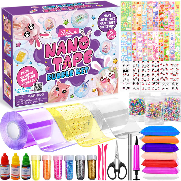 vamei Nano Tape Bubbles Set Bastelkoffer Bastelset Kinder mit Nanotape Nanoband, Perlen, Kawaii-Aufk