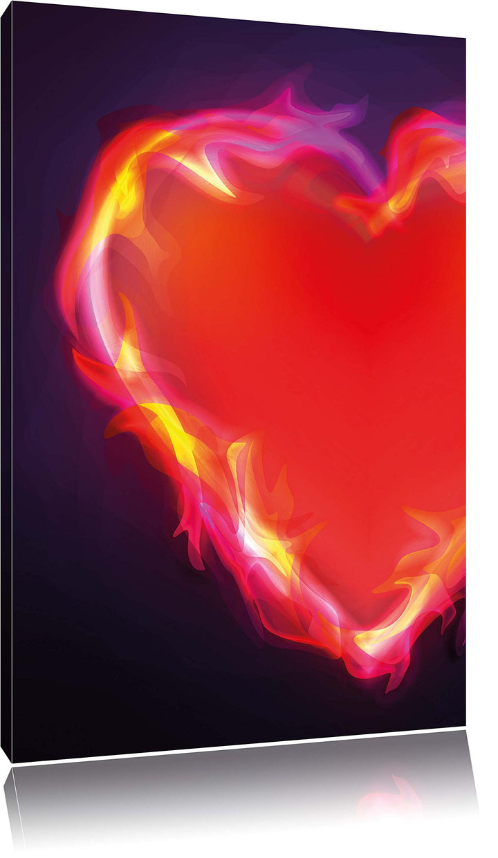 Pixxprint Herz aus Feuer, Format: 100x70 auf Leinwand, XXL riesige Bilder fertig gerahmt mit Keilrah