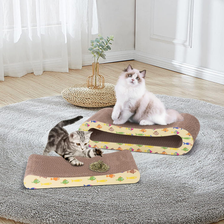 Nobleza 2 x Katze Kratzbrett Kratzpappe für Katzen 2 in 1, Katzenkratzer mit Katzenminze, Recycelbar