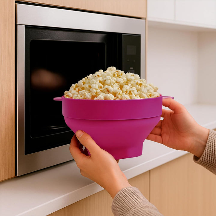 JOCCA Popcornbehälter aus Silikon, sechseckig, für Mikrowelle, spülmaschinenfest, Rosa (Fuchsia Sili