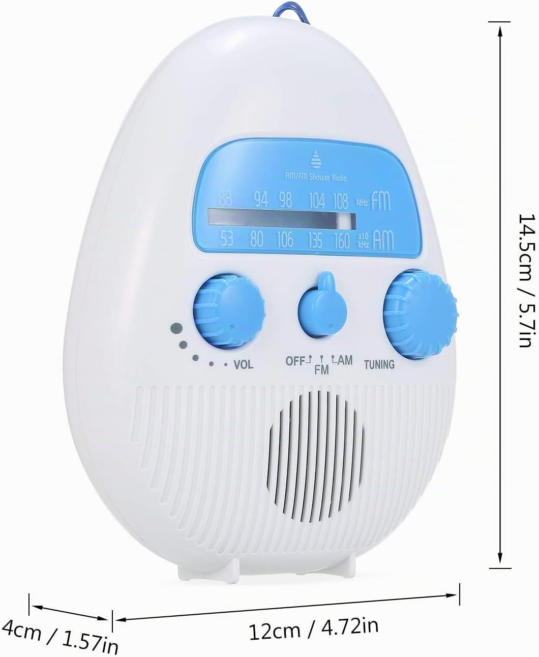 Wasserdichtes Duschradio AM FM Hängendes Kabelloses Badezimmerradio Batteriebetriebenes Badradio mit