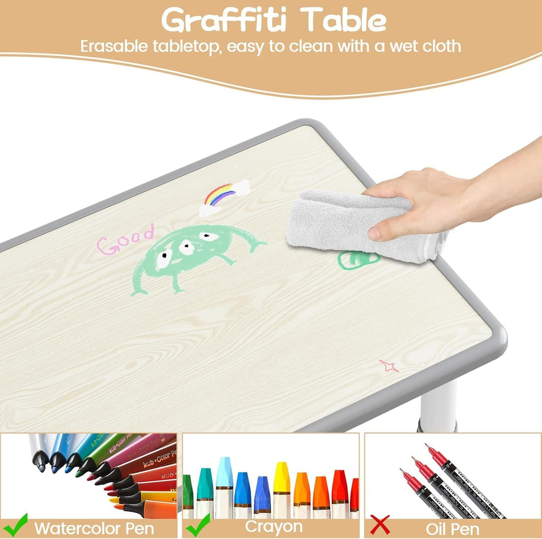 Garvee Kindertisch- und 6-Stuhl-Set, höhenverstellbares Kindertisch- und Stuhlset für Kinder von 2-1