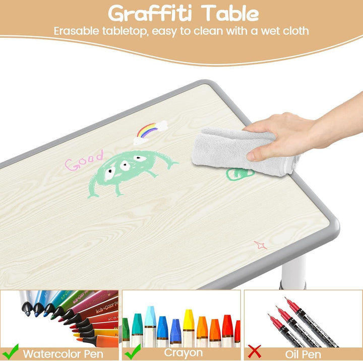 Garvee Kindertisch- und 6-Stuhl-Set, höhenverstellbares Kindertisch- und Stuhlset für Kinder von 2-1