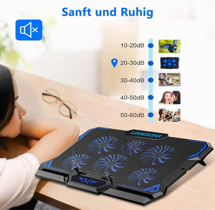 LIANGSTAR Laptop Kühler | Laptop Kühlpads für 12-17 Zoll Notebook | 6 Lüfter mit LEDs | 2200 RPM | G