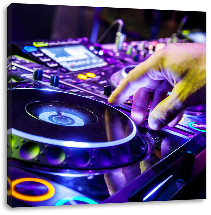Pixxprint DJ Plattenteller Cool Music, Format: 70x70 auf Leinwand, 70x70