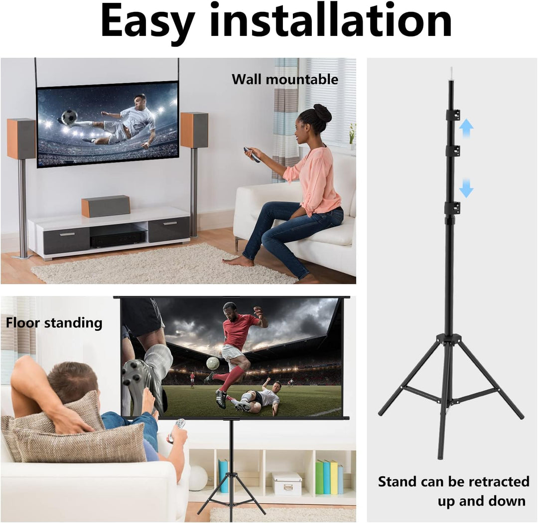 OWill Leinwand Beamer mit Stativ 100 Zoll,16:9 HD Leinwand Ausfahrbar,Tragbar Projektor Leinwand für