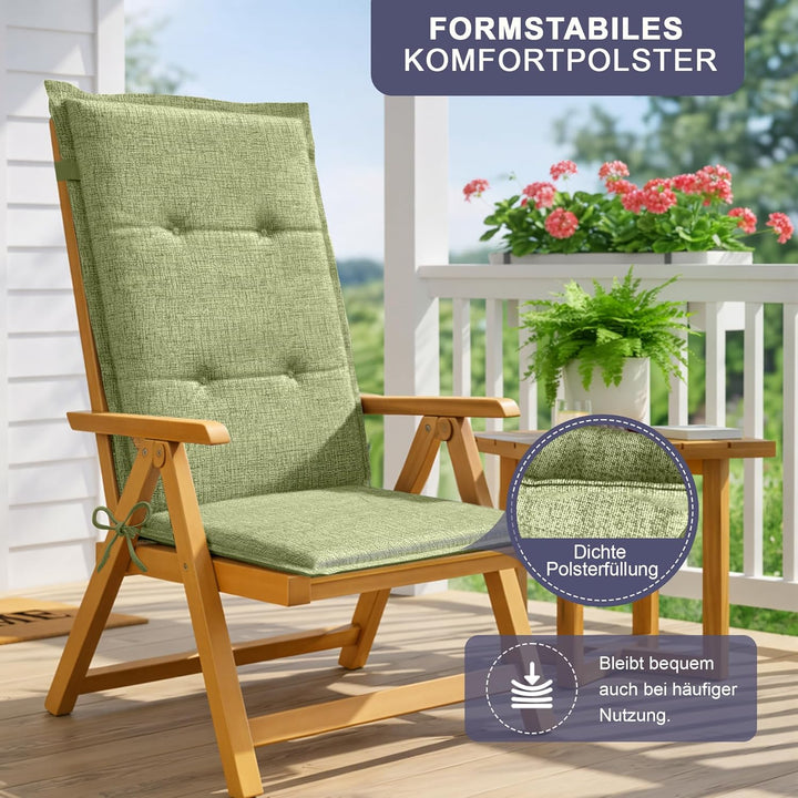 Relexo Premium - Hochlehner Auflage Gartenstuhl Stuhlauflage mit Polster, Outdoor Sitzkissen & Stuhl