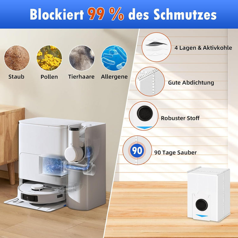 18 Stück Zubehör für Ecovacs Deebot T30S Combo / T30S Combo Complete Saugroboter, 1 Hauptbürste 4 St