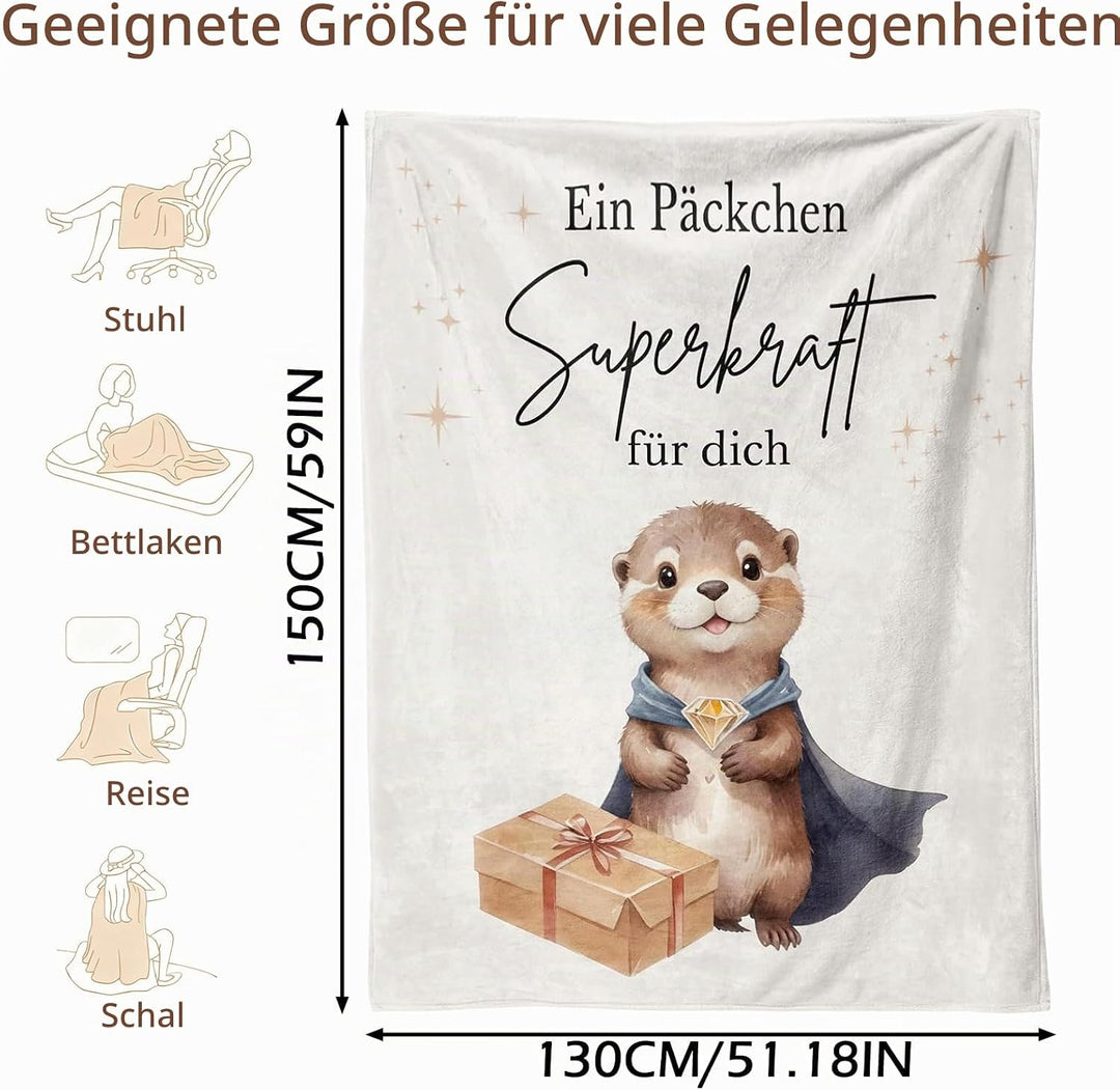 Geschenk für Mut &amp; Trost Flauschige Otter Kuscheldecke 130x150cm aus Flanell gute besserung geschenk